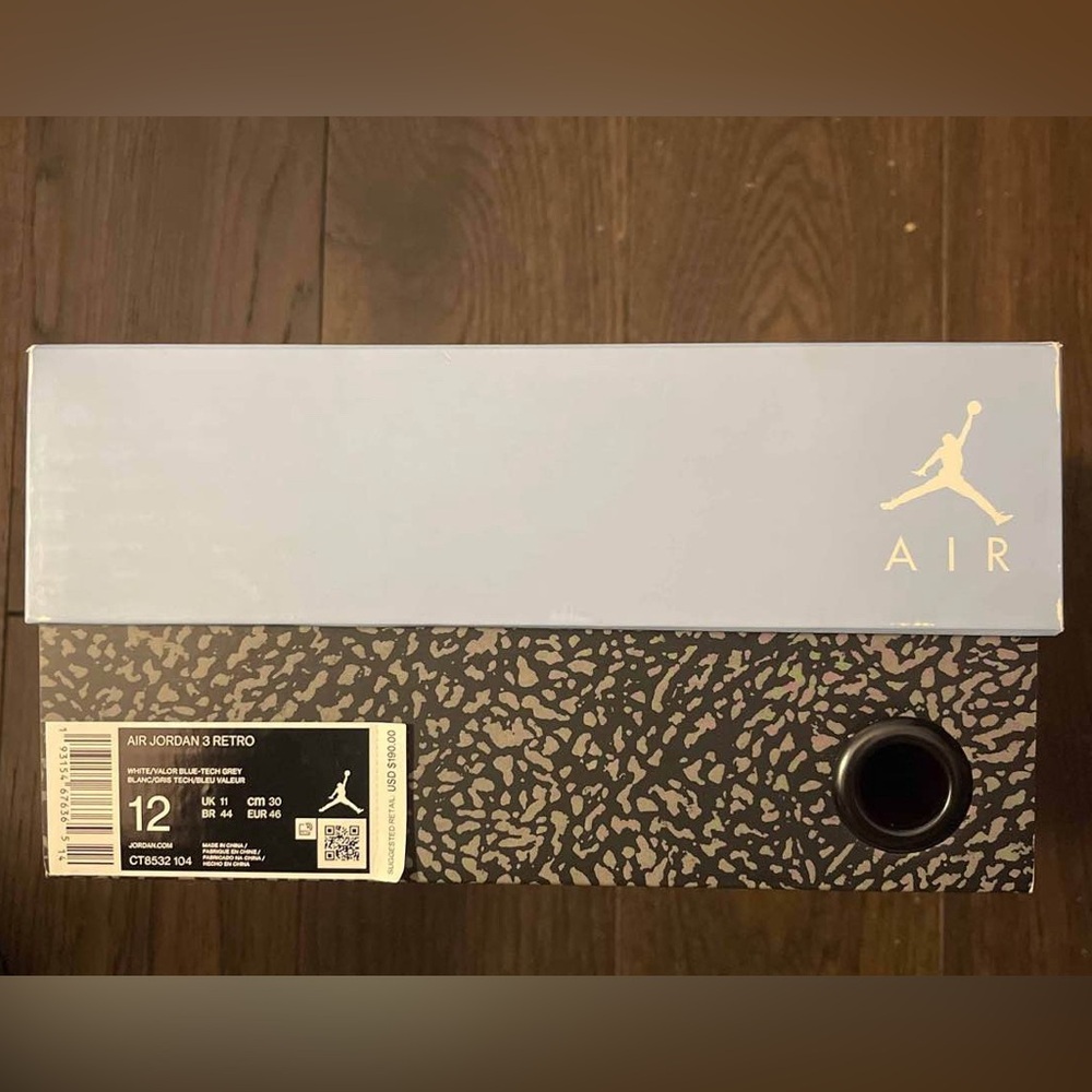 Jordan 3 Unc Worn Once! Still In The Box Size 12 - image 7